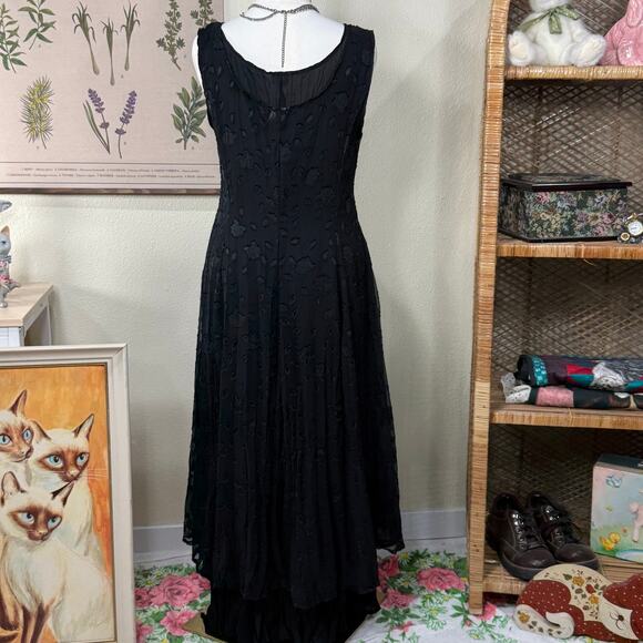 Vintage 90s Floral Layered Maxi Dress Whimsigoth Dark Fairy Romantic Goth M L - Picture 2 of 8